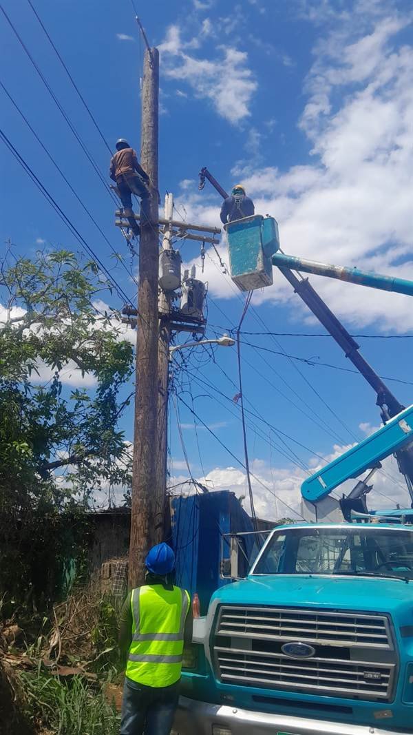 Alcopow crew assessing storm damage during Hurricane Melissa restoration