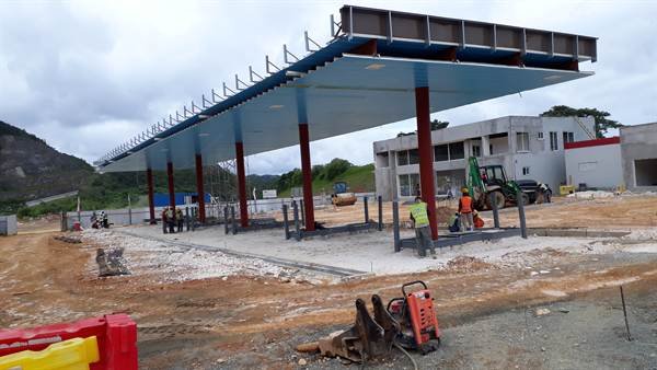Forecourt canopy structure during construction